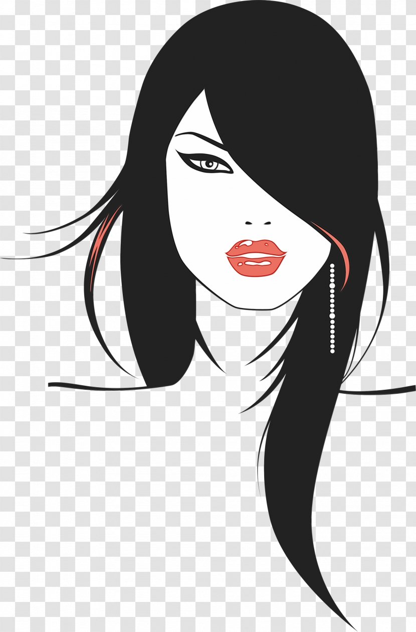 Hair Face Black Hairstyle Eyebrow - Lip - Forehead Cartoon Transparent PNG