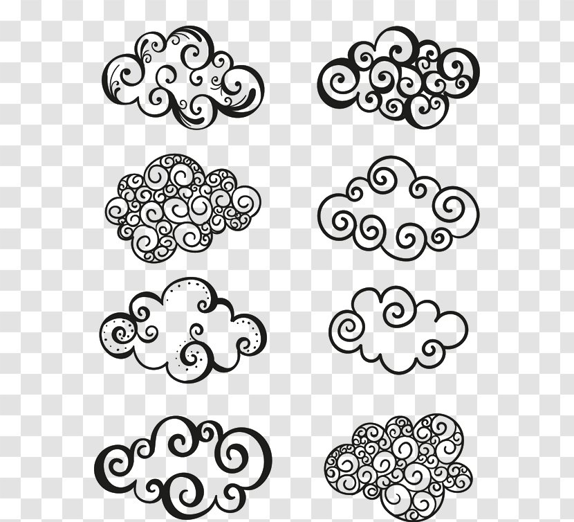 Drawing Motif - Cartoon - Clouds Transparent PNG