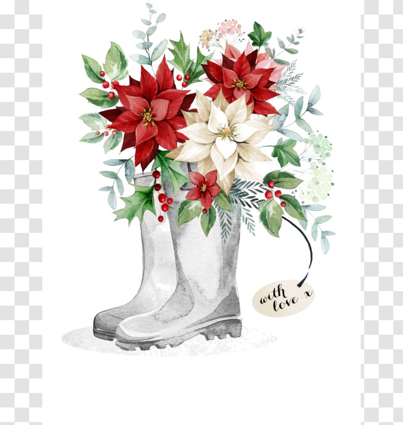 Christmas Card Floral Design Flower Transparent PNG