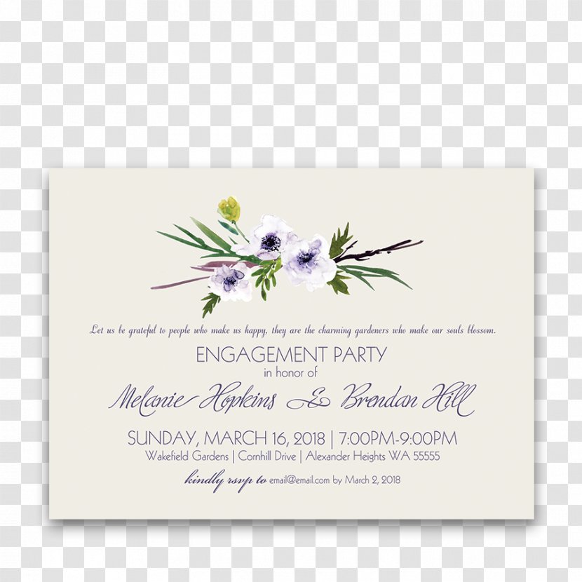 Wedding Invitation Flower Violet Lilac Lavender - Purple - Floral Transparent PNG