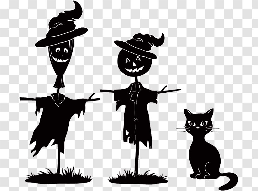 Halloween Royalty-free Silhouette Clip Art - Black And White - Background Transparent PNG