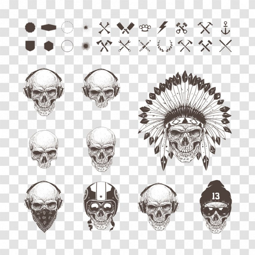 Euclidean Vector Skull - Photography - Hand-painted Head Skeleton Transparent PNG