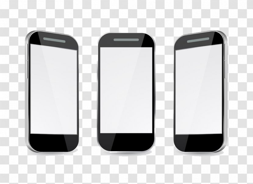 Computer Keyboard Smartphone Icon Design - Portable Communications Device - Three Smartphones Transparent PNG