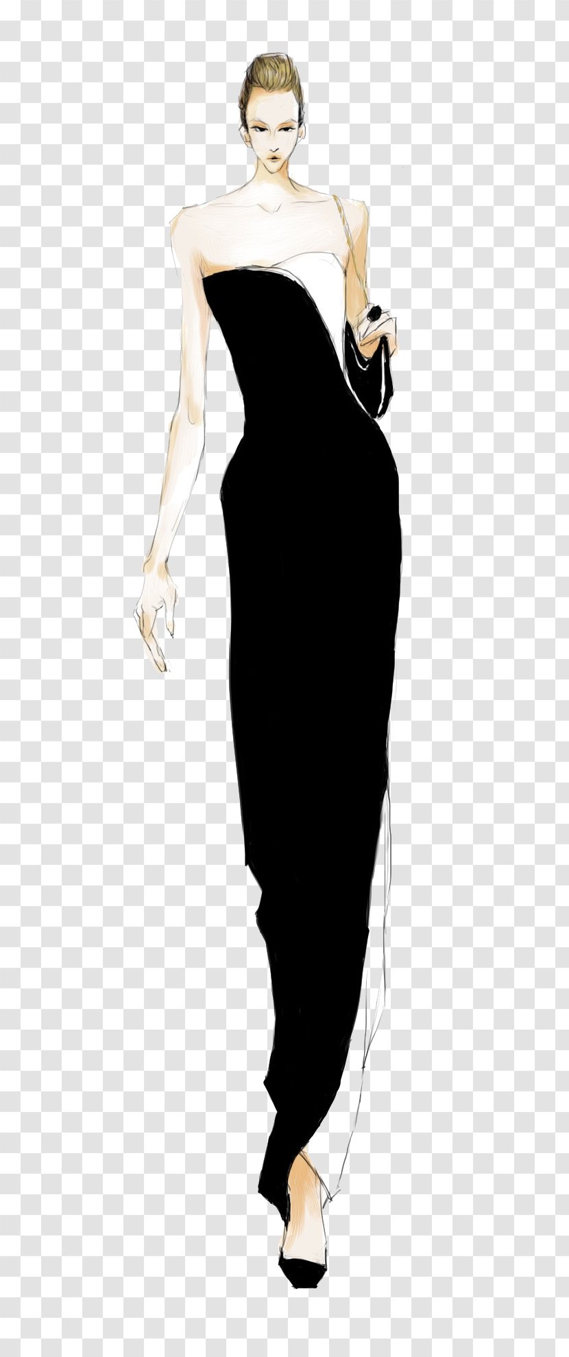 Model Drawing Dress Illustration - Flower - High-end Women's Transparent PNG