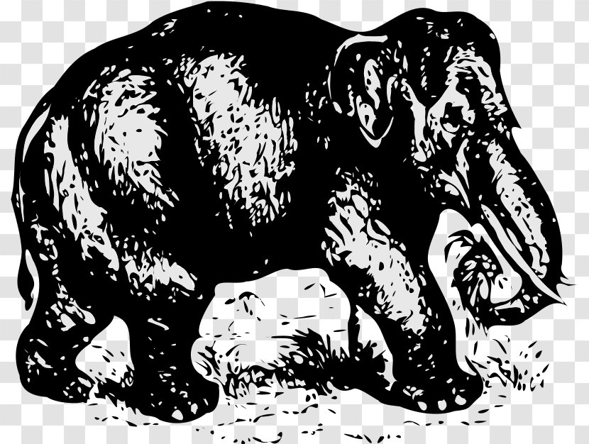 Indian Elephant African Elephantidae Elephants In Thailand Clip Art - Black And White - Wildlife Transparent PNG