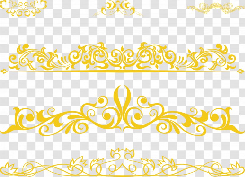Chinese Golden Vintage Lace - Symmetry - Yellow Transparent PNG