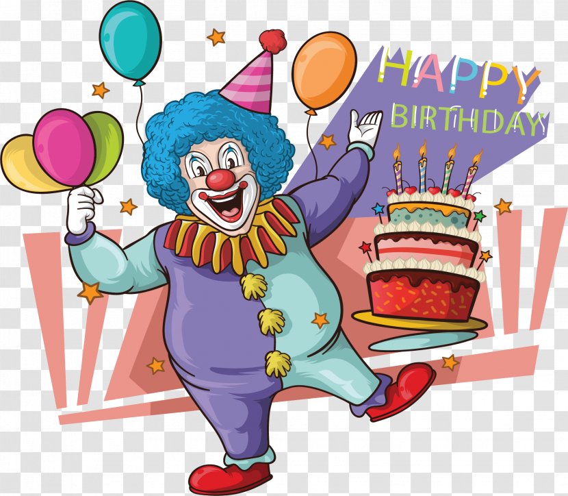 Birthday Cake - Food - Clown Happy Card Transparent PNG