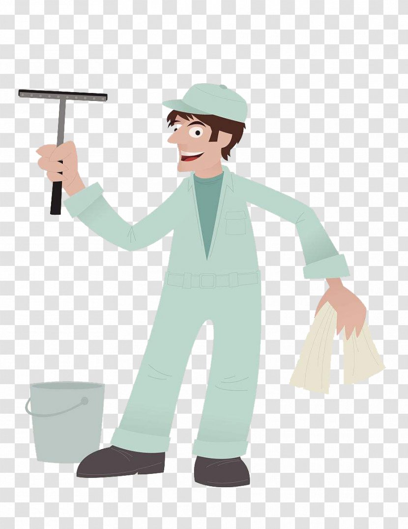 Window Cleaner Illustration - Professional - Cartoon Cleaners Clean Windows Transparent PNG