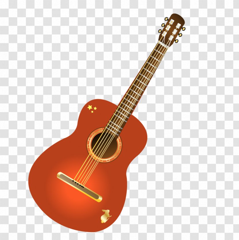 Musical Instrument Acoustic Guitar Violin - Cartoon - Orange Transparent PNG