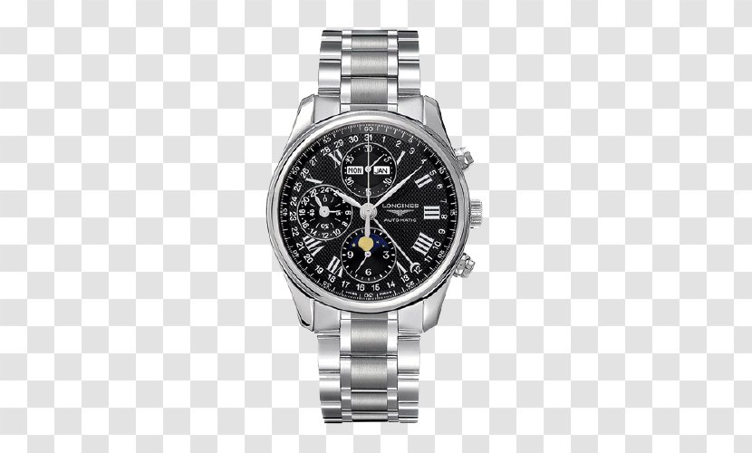 Steel Watch Strap Longines Chronograph - Mingjiang Moon Phase Automatic Mechanical Male Transparent PNG