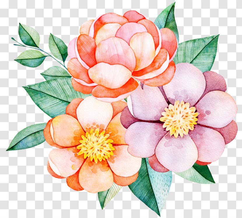 Flower Bouquet Floral Design Peony Watercolor Painting - Petal Transparent PNG