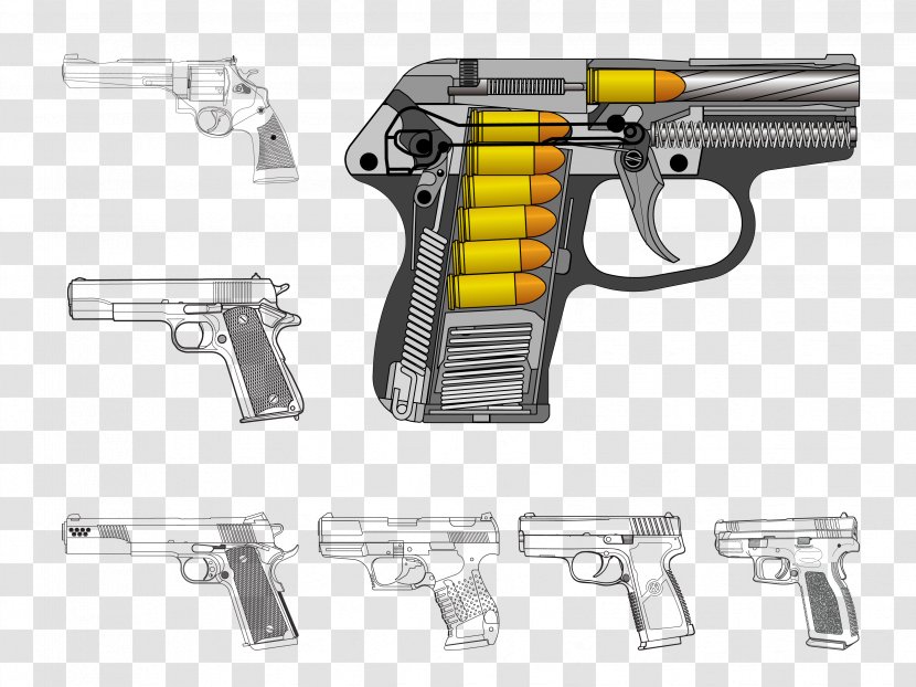 Cartridge Handgun Firearm - Animation - Guns And Ammunition Transparent PNG