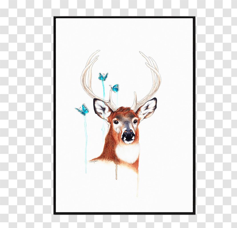 Reindeer Watercolour Flowers Watercolor Painting Illustration - Landscape - Elk Oil Material Transparent PNG