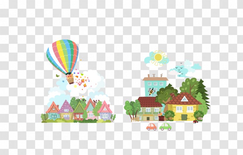 Royalty-free Drawing Photography Clip Art - Landscape - Vector Hot Air Balloon House Transparent PNG