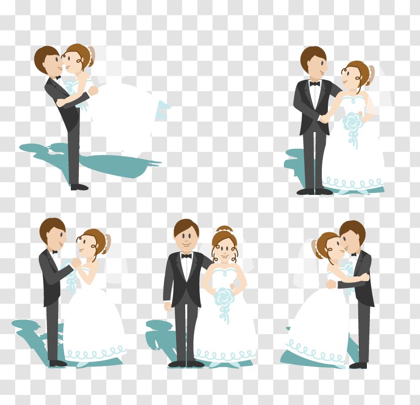 Cartoon Marriage Wedding - Watercolor - Vector Married Couples Transparent PNG