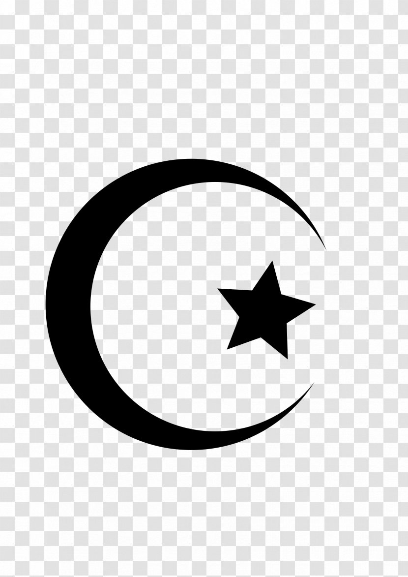 Star And Crescent Moon - Black White Transparent PNG