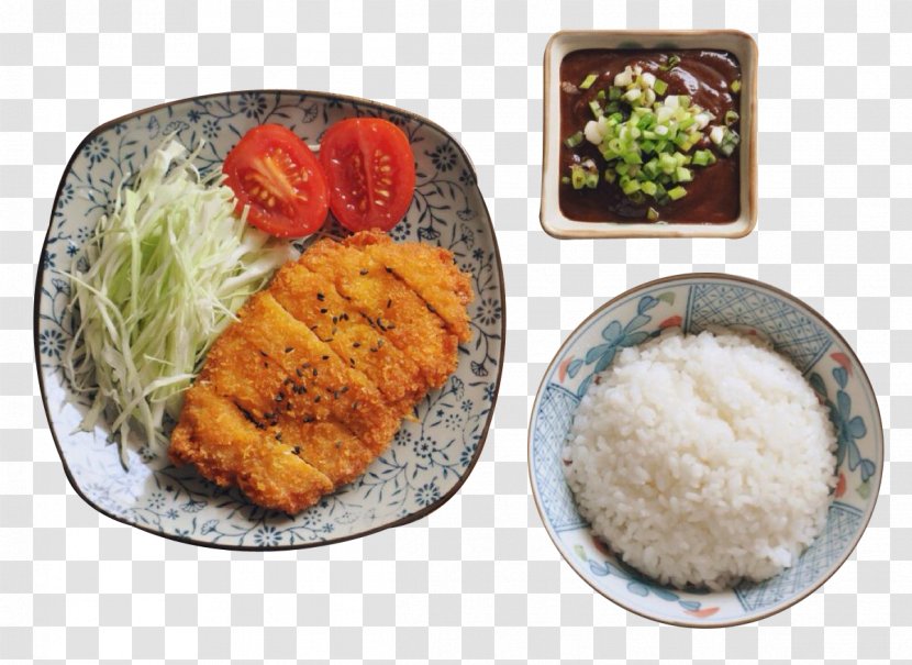 Menchi-katsu Tonkatsu Korokke Bento Karaage - Food - The Sauce Fried Chicken To Plain White Rice Transparent PNG