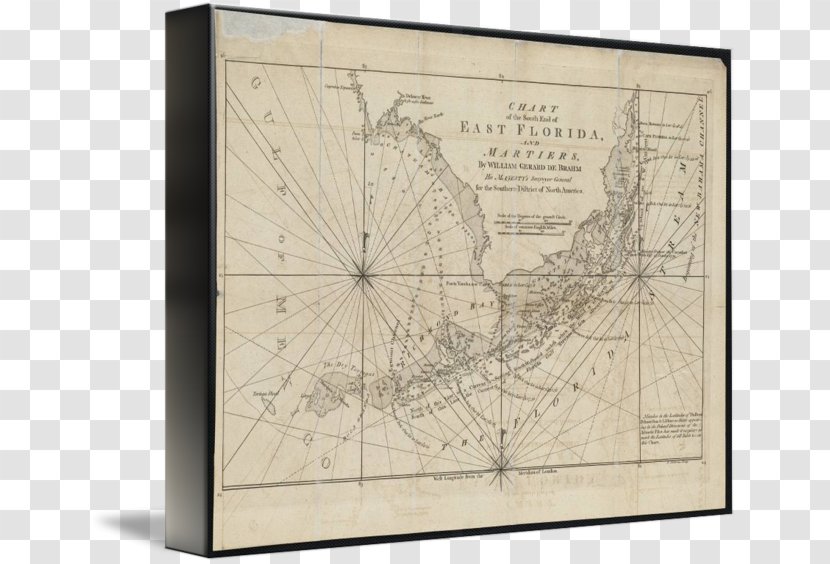 Florida Keys Gallery Wrap Canvas Art Rectangle - Map - Vintage Maps Transparent PNG