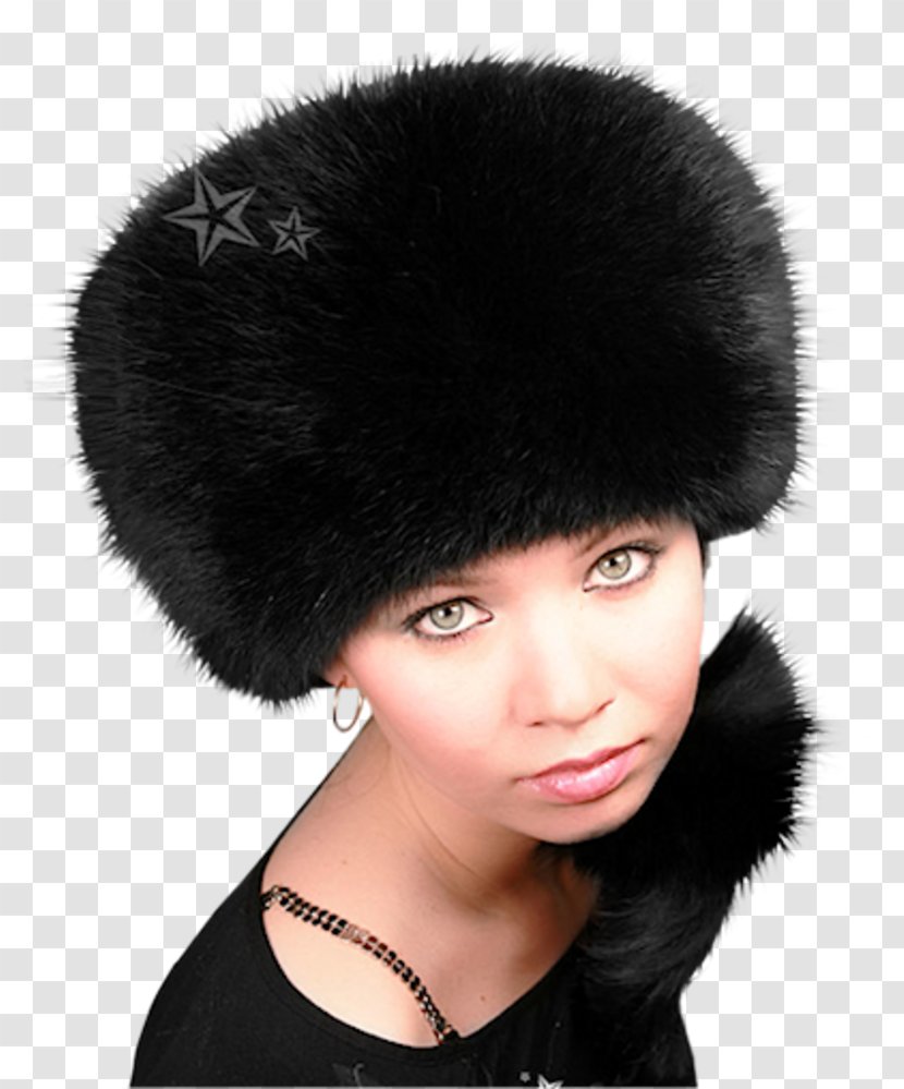 Beanie Knit Cap Black Hair Fur Transparent PNG