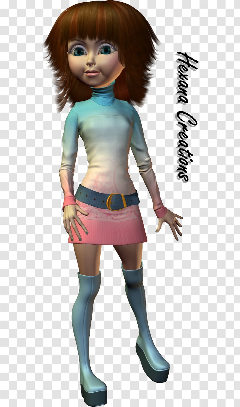 Brown Hair Doll Character - Heart Transparent PNG