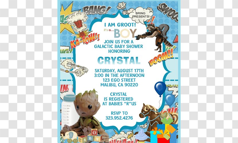 Wedding Invitation Baby Groot Rocket Raccoon Shower - Organism Transparent PNG