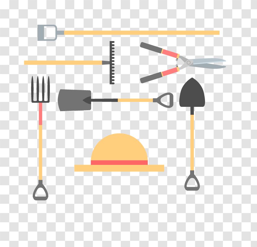 Gardening Tool Shovel Hoe - Diagram - Vector Agricultural Tools Transparent PNG