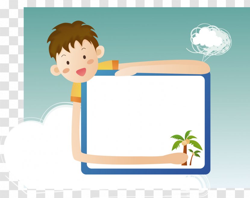 Cartoon Boy Clip Art - Holding Noticeboard Transparent PNG