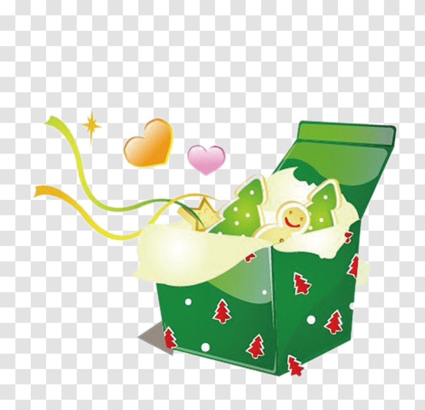 Gift Box Flat Design Heart - Shoelace Knot - Green Transparent PNG