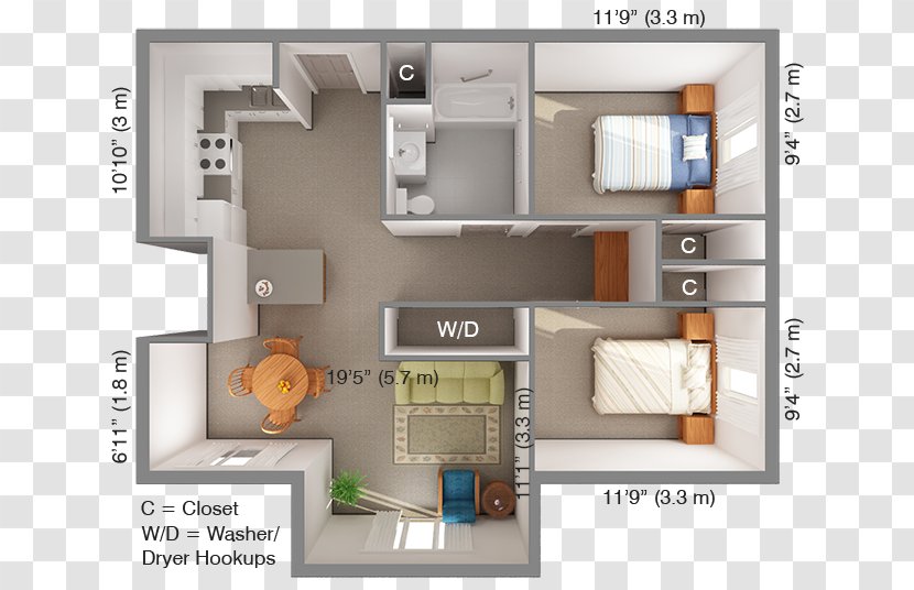 Floor Plan House Apartment Bedroom - Dormitory Transparent PNG