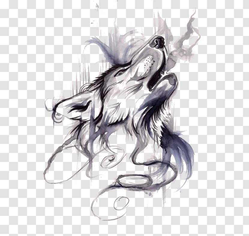 Gray Wolf Tattoo Ink Flash Drawing Transparent PNG