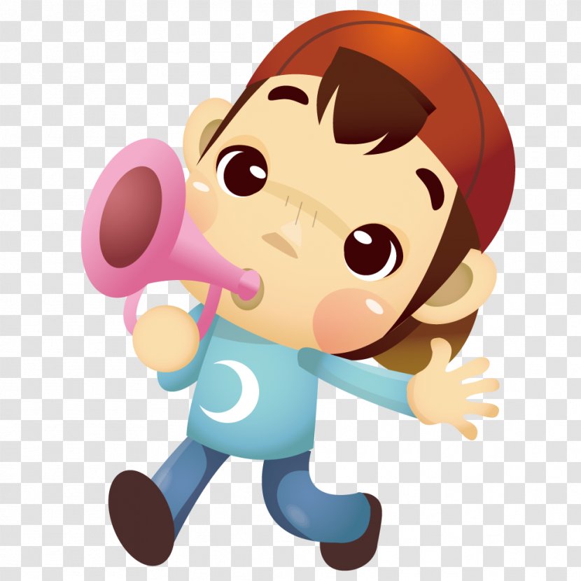 Cartoon Qingming Download - Tree - Trumpet Boy Transparent PNG