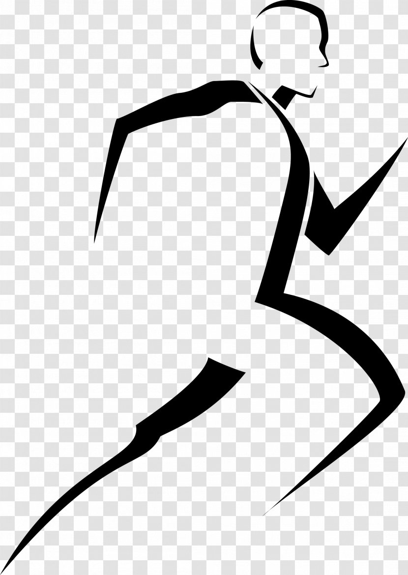 Drawing Clip Art - Black And White - Jogging Transparent PNG