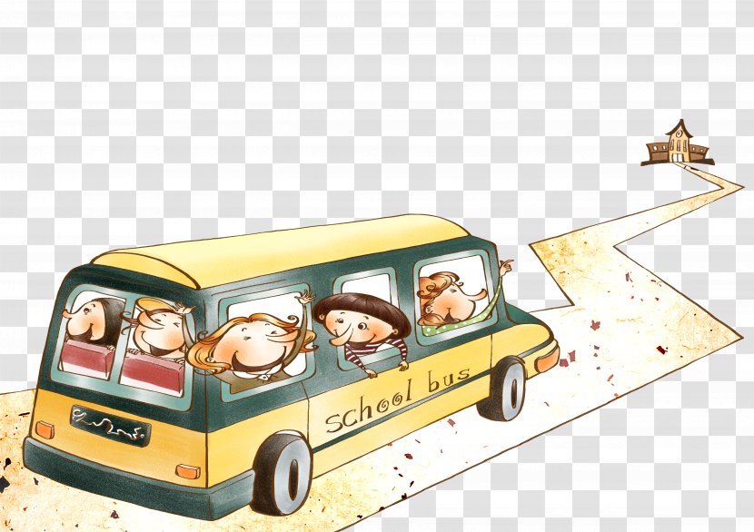 Cartoon Illustration - Vehicle - Bus Transparent PNG
