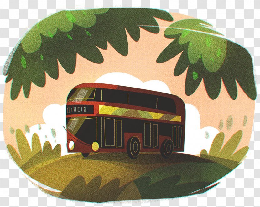 Bus Cartoon Illustration - FIG Painted Transparent PNG