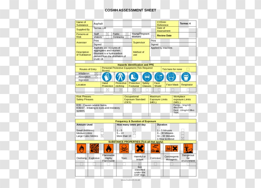 COSHH Risk Assessment Template Hazard - Silhouette - Builder's Insurance Transparent PNG