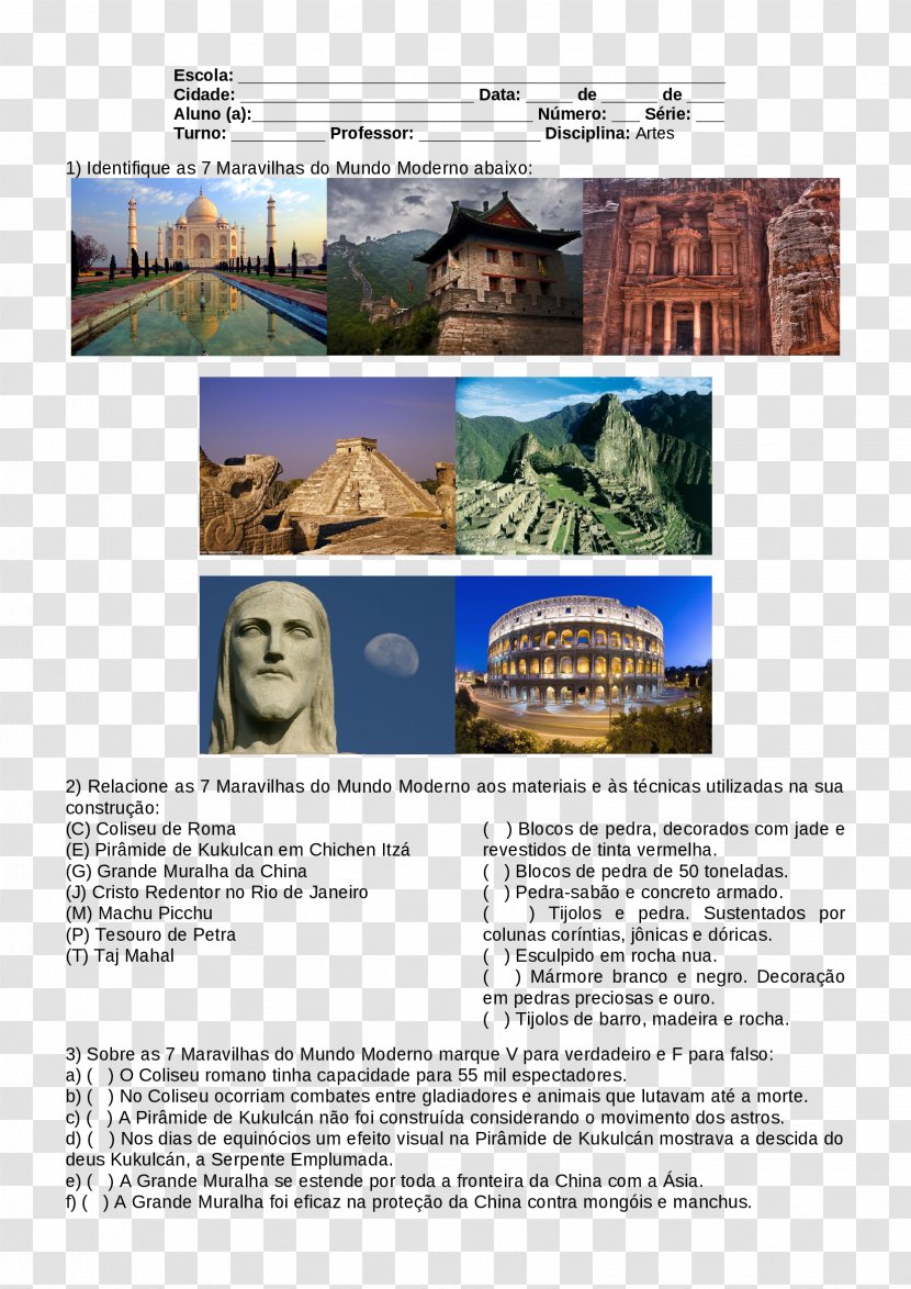 New7Wonders Of The World Christ Redeemer Colosseum Seven Wonders Ancient - Text Transparent PNG