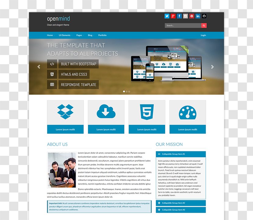 Web Page Template System Website - Bootstrap - PORTAFOLIO Transparent PNG