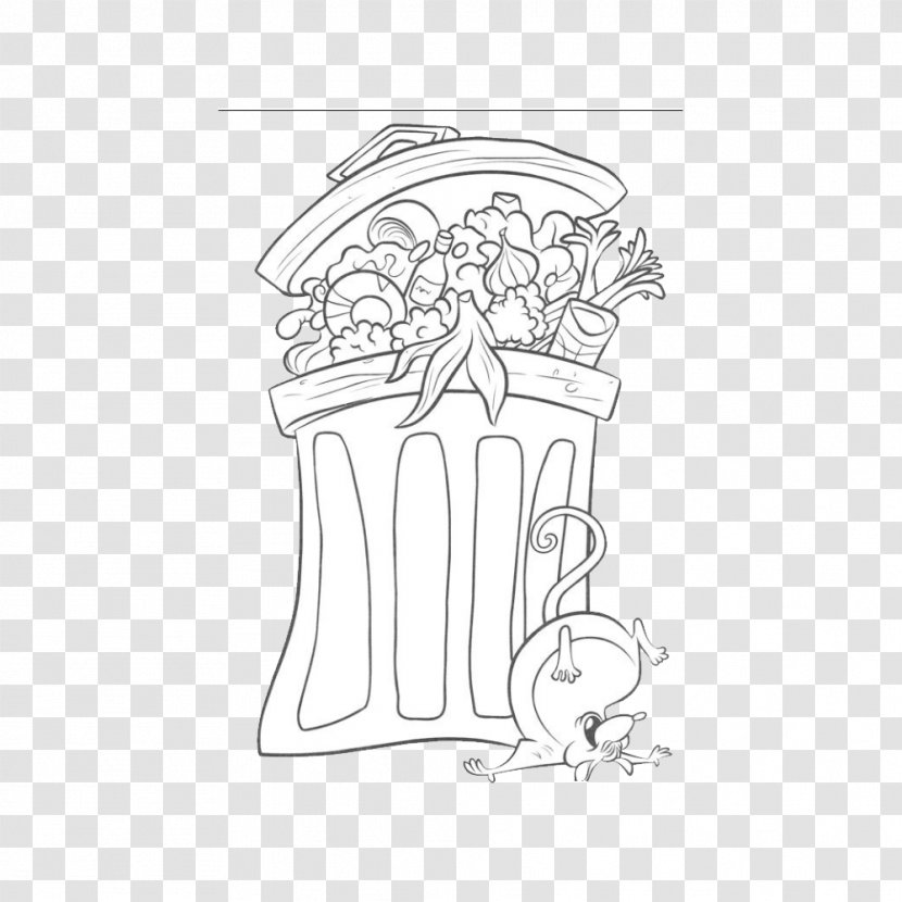 Coloring Book Drawing Image Illustration - Cartoon - Garbage Can Transparent PNG