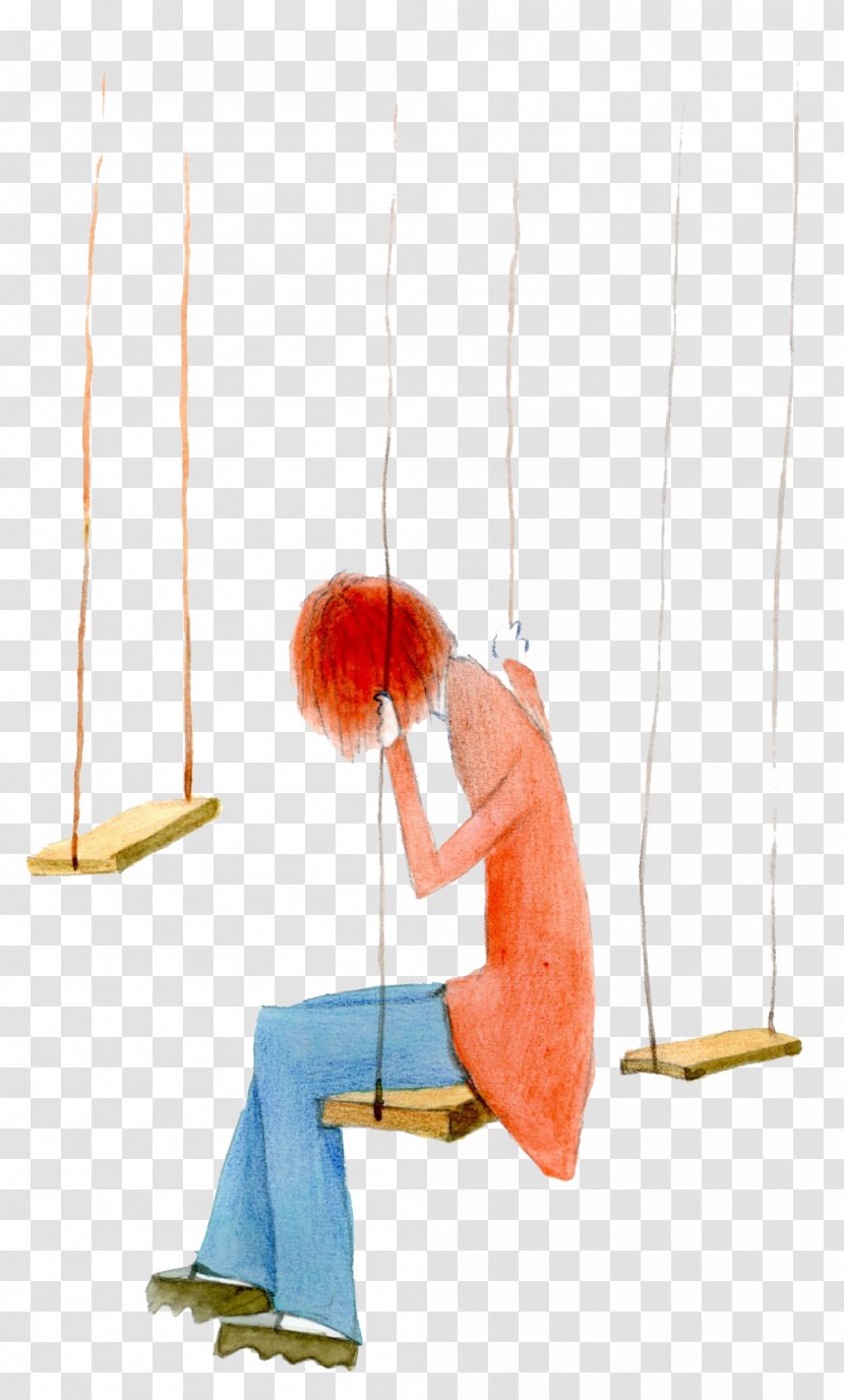 Falling In Love U57fau56e0u6c7au5b9au6211u611bu4f60 Book U670bu53cb - Watercolor - Sit On The Swing Hammer Discouraging Girls Transparent PNG