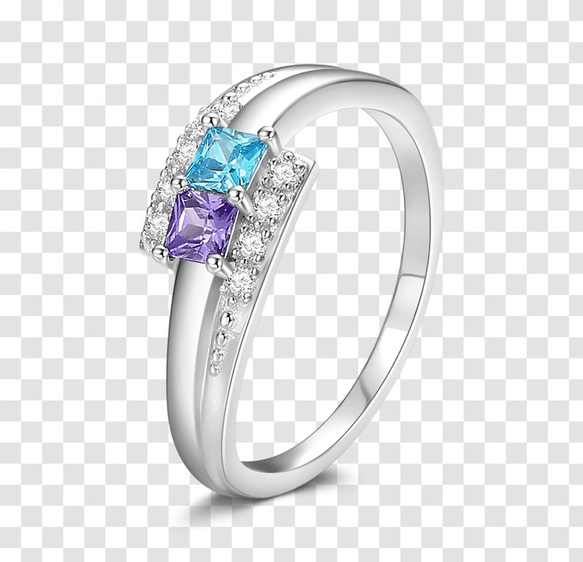 Amethyst Wedding Ring Silver Jewellery - Couple Rings Transparent PNG