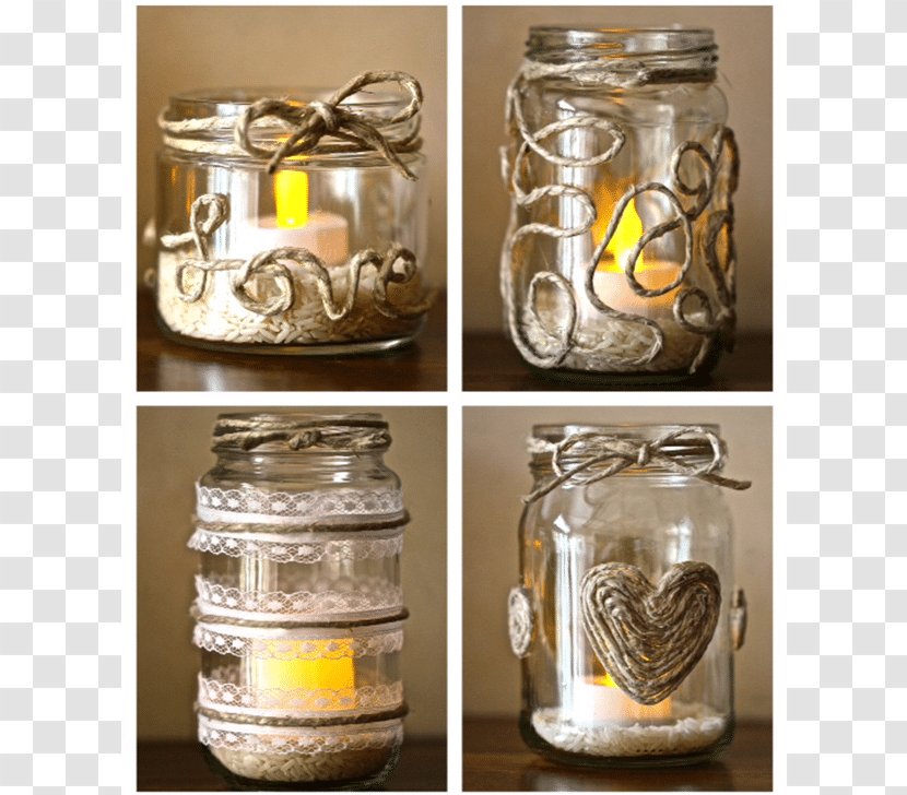 Candlestick Glass Mason Jar - Recycling - Sand Transparent PNG
