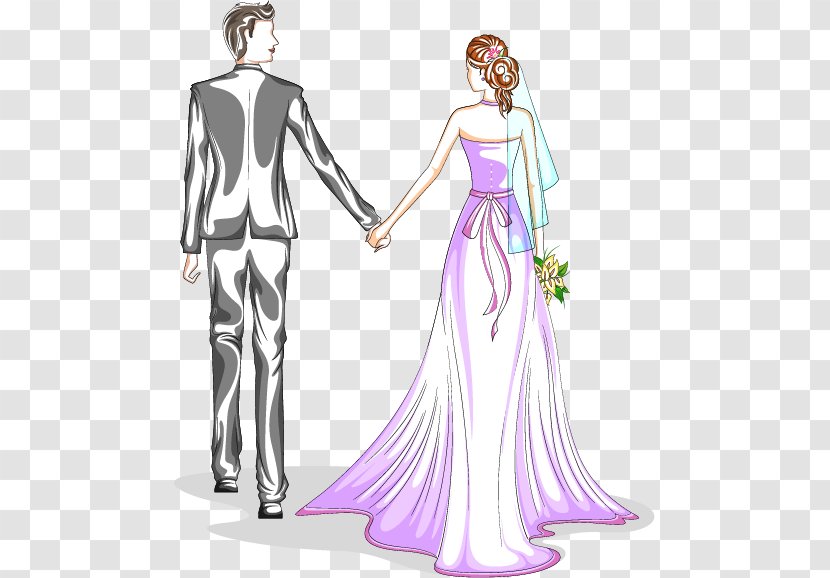 Wedding Photography Marriage Reception - Cartoon - Valentines Day Painted The Bride And Groom Transparent PNG