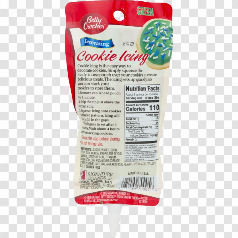 Frosting & Icing Biscuits Betty Crocker Flavor Nutrition Facts Label Transparent PNG