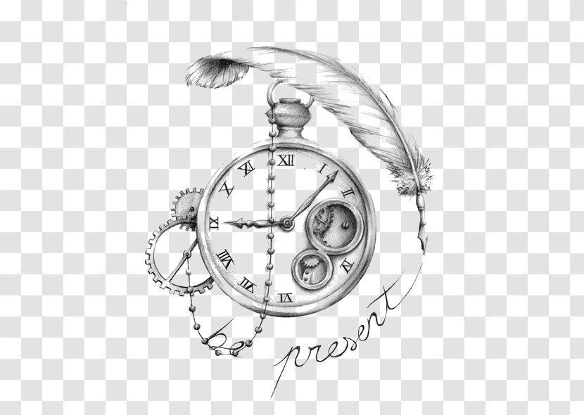 Sleeve Tattoo Drawing Clock Artist - Mehndi - Continental Pocket Watch Transparent PNG