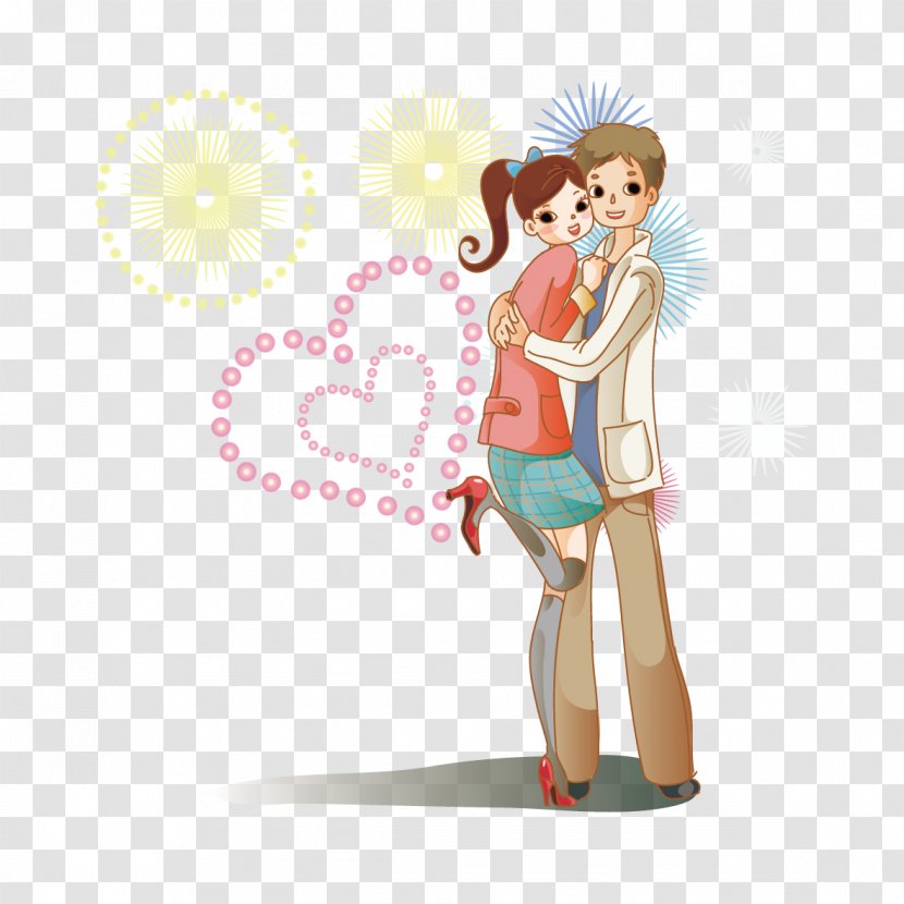 Cartoon Illustration - Couple In Love Transparent PNG