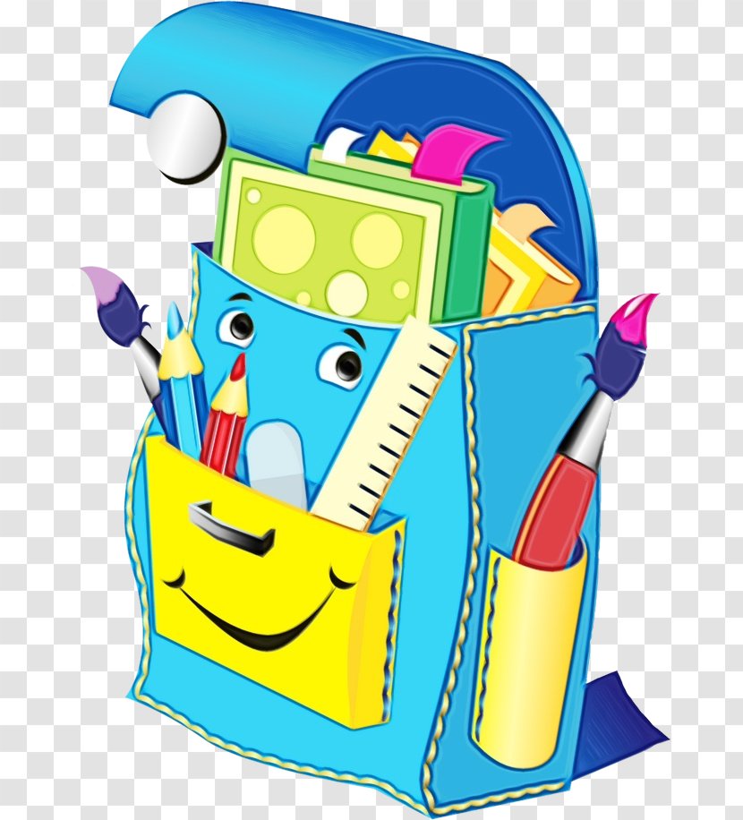 Cartoon School Supplies - Student - Backpack Transparent PNG