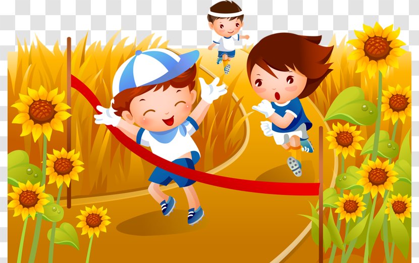 Child Cartoon Drawing Boy Running Race Transparent Png