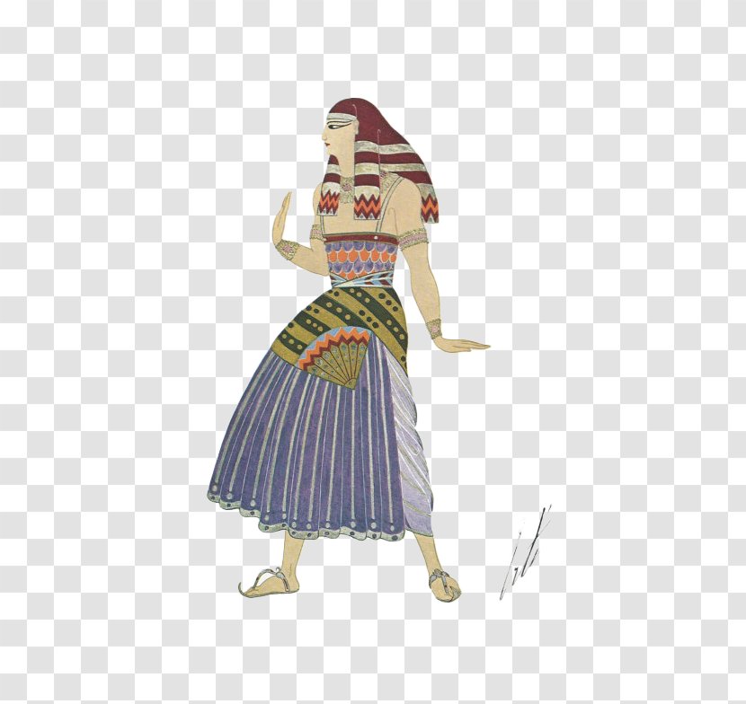 Art Deco Fashion Illustration - Bookplate - Hand-painted Murals Of Ancient Egypt Transparent PNG