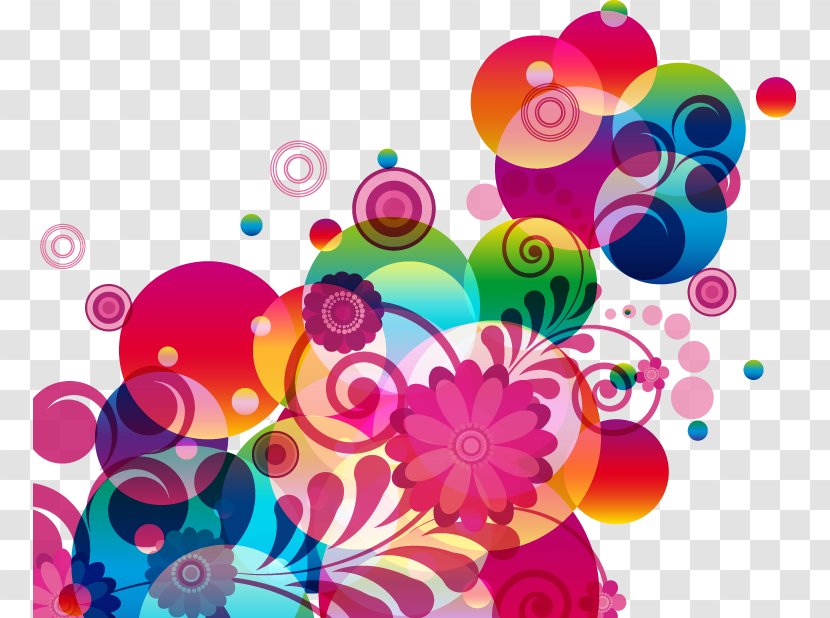 Abstraction Flower Clip Art - Illustration - Abstract Color Flowers Balloons Transparent PNG