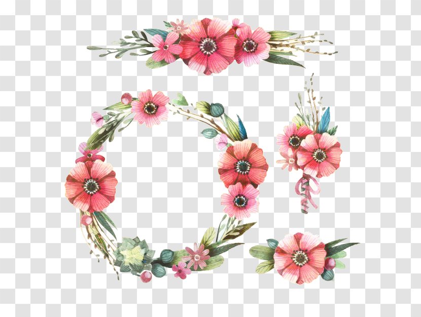 Floral Design Wreath Artificial Flower Cut Flowers - Jewellery Transparent PNG